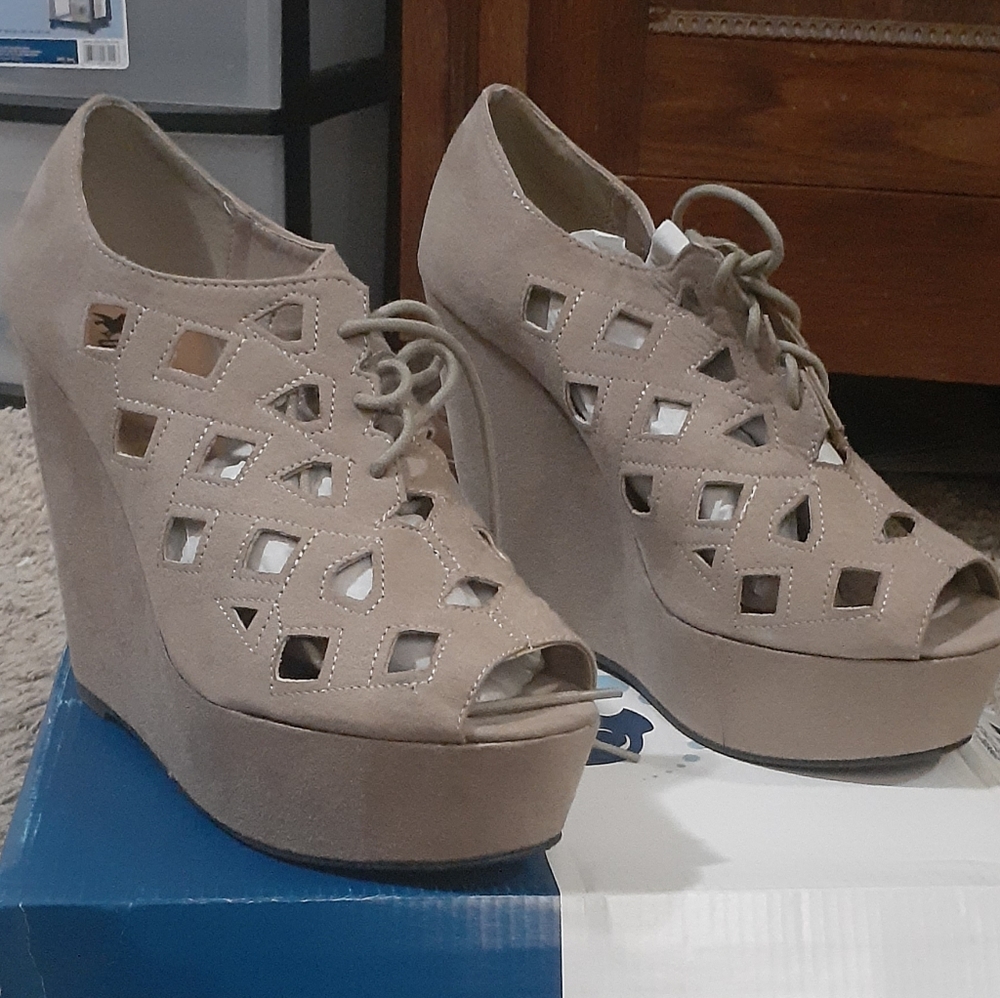 Shiekh Beige Peep Toe Wedge